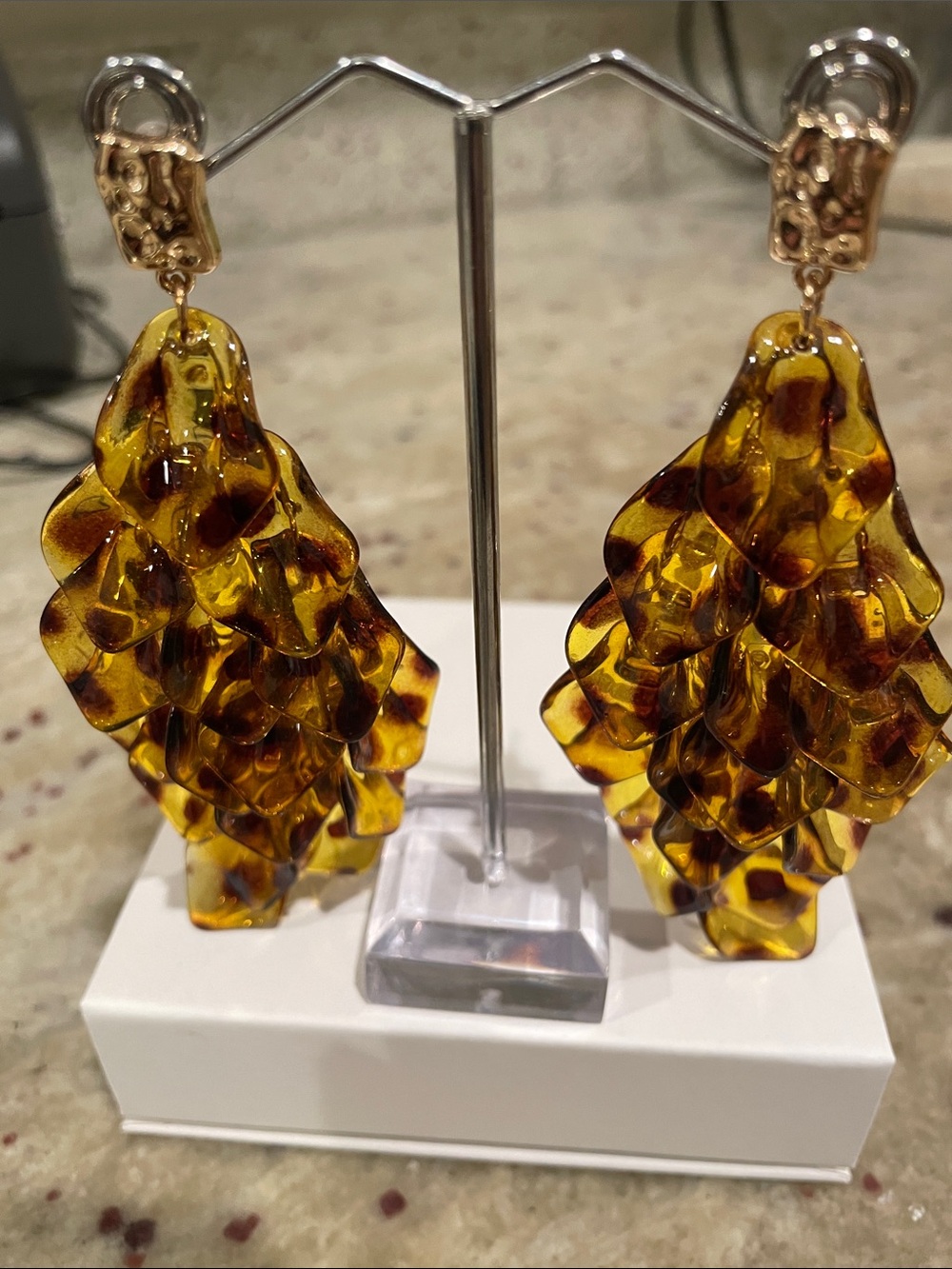 Amber Tortoiseshell Dangle Earrings - NWOT